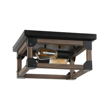 Cheshire 13" Iron Rustic Farmhouse LED Flush Mount - JONATHAN Y